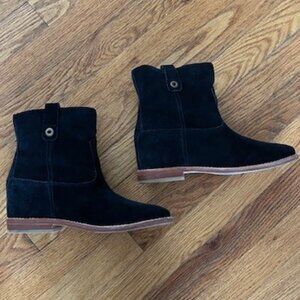 Cole Haan Zillie Black Western Suede Booties Stacked Block Heel Women’s Size 7.5